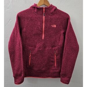 The North Face Women's Hooded 1/2 Zip Jacket Size Small Pink Coral Outdoor Logo